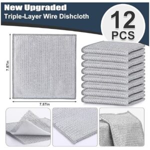 Steel Wire Dishcloth, Triple-Layer Steel Wire Cleaning Cloth