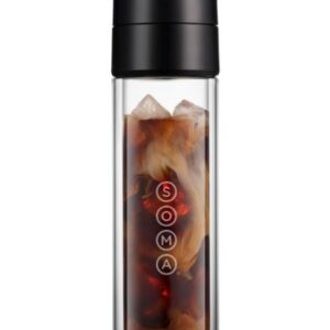 SOMA Double Wall Glass Tea and Coffee Cold Brew Bottle, Black, 12oz